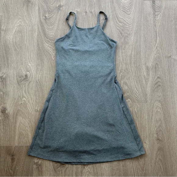 girlfriend collective Dresses & Skirts - Girlfriend Collective Gravel Gray Workout Mini Dress with Built In Shorts